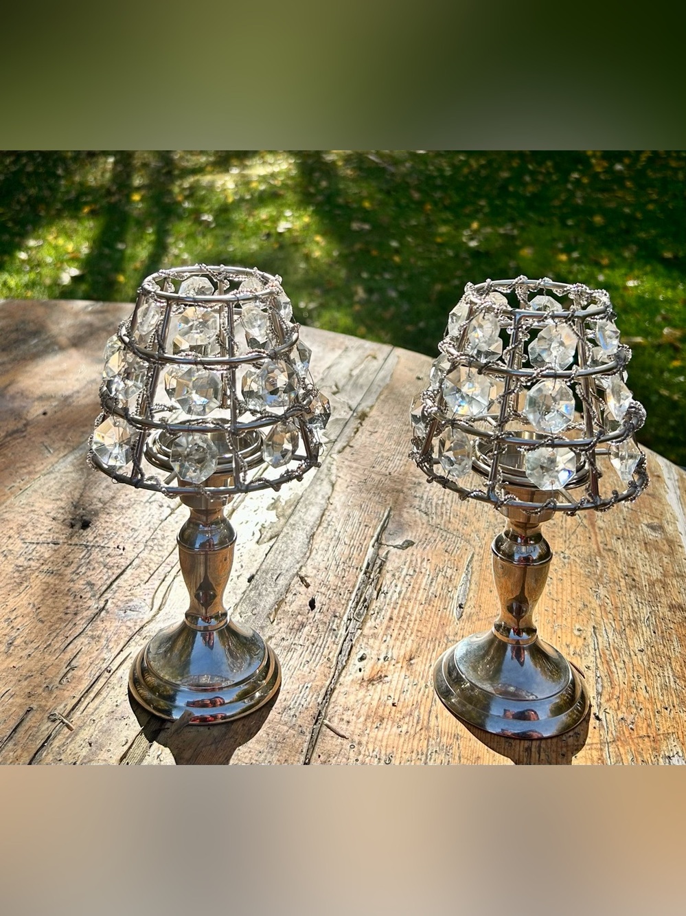 Vintage set of 2 International Silver Company Fairy Lamp Candle Holders